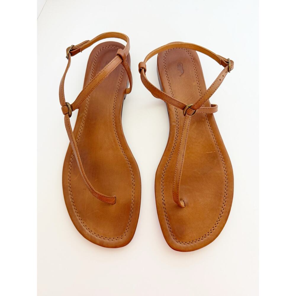 Polo Ralph Lauren O-Ring Leather Thong Sandal Brown Size 9